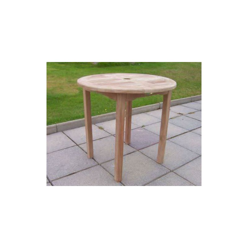 80cm Teak Circular Fixed Table